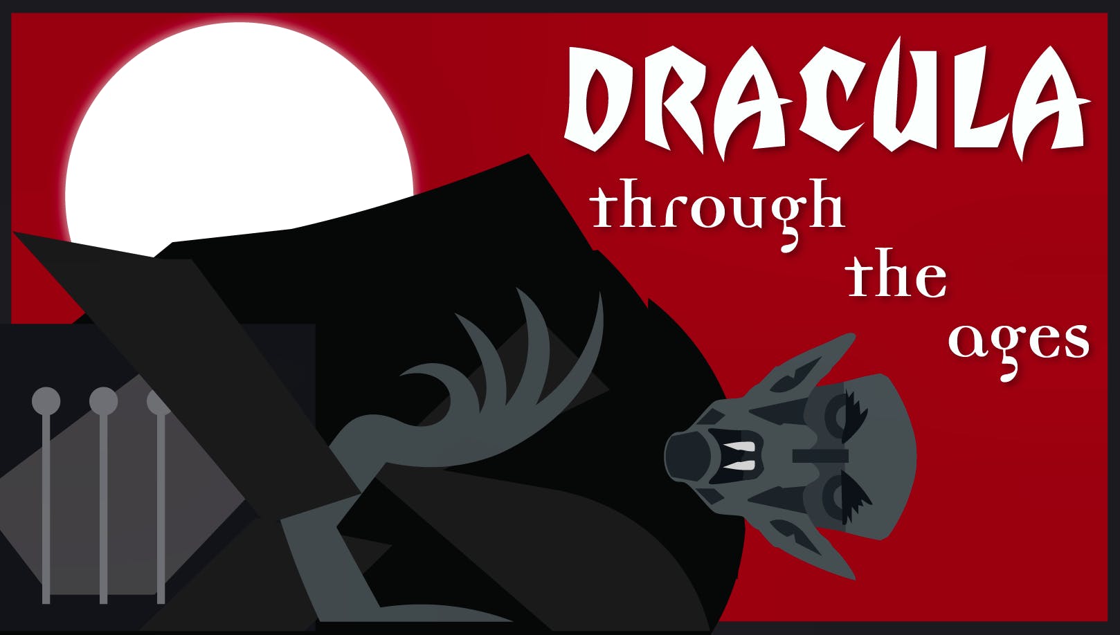 A Nosferatu-style vampire with the title of the article - Dracula through the ages